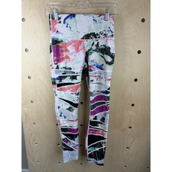 lululemon athletica Pants - Lululemon Multicolor Printed Mid Rise Elastic High Waist Compression Leggings 4?